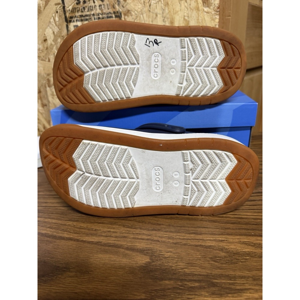 Crocs Crocband Clogs M6 W8 Navy Blue White Gum Sole Slip On Comfort Shoes - Picture 3 of 8